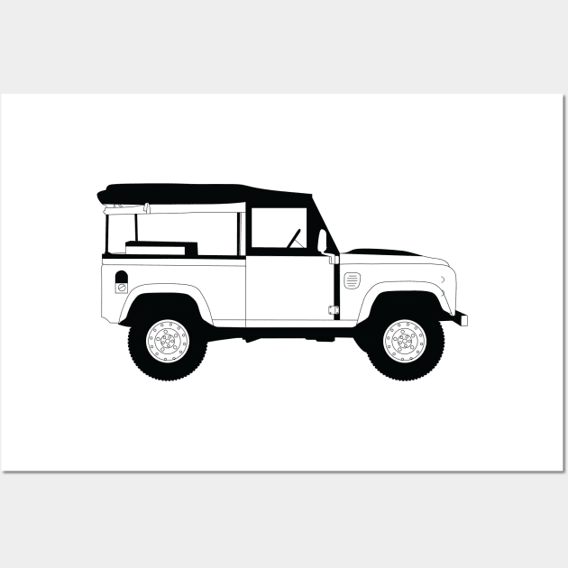 Land Rover Black Outline Wall Art by kindacoolbutnotreally